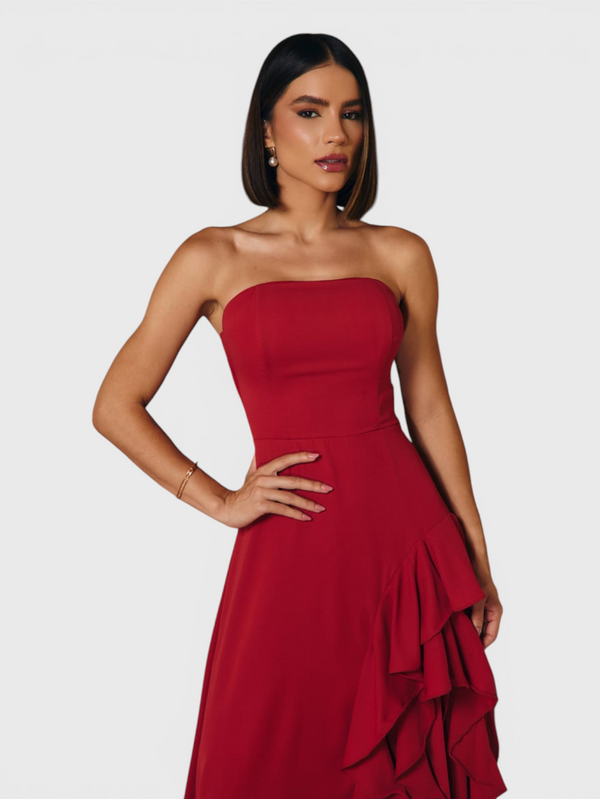 Vestido de Festa Longo Tomara que Caia Camadas Echarp Letz