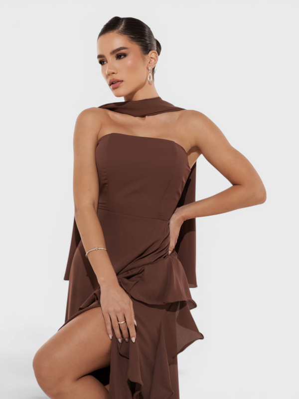 Vestido de Festa Longo Tomara que Caia Camadas Echarp Letz