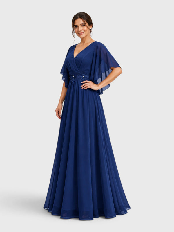 Vestido de Festa Longo com Apliques Bordado Sansara