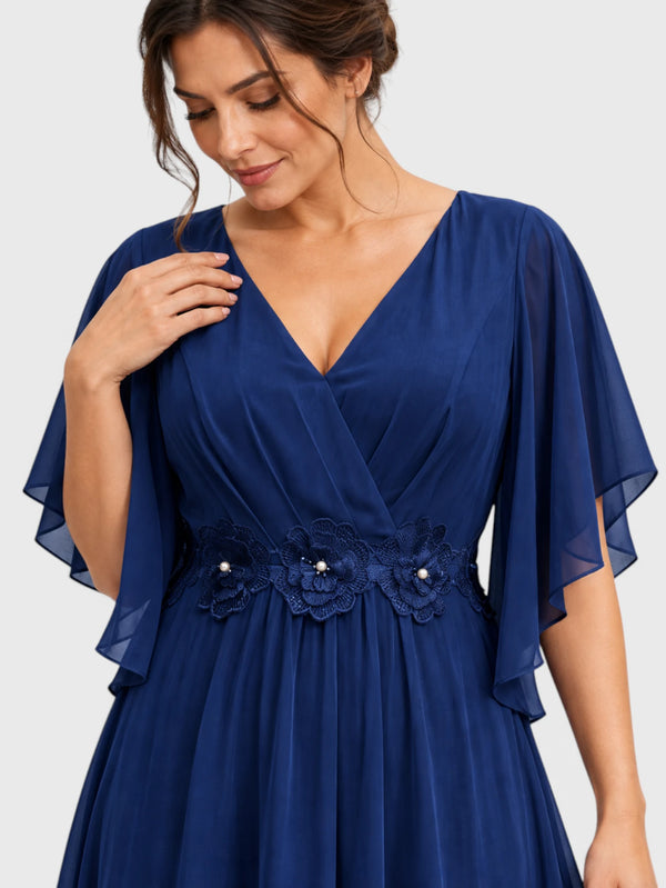 Vestido de Festa Longo com Apliques Bordado Sansara