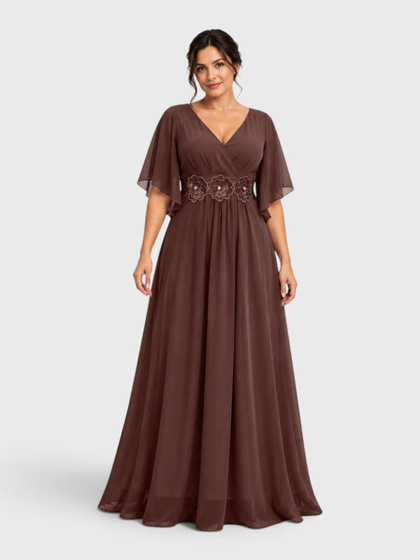 Vestido de Festa Longo com Apliques Bordado Sansara