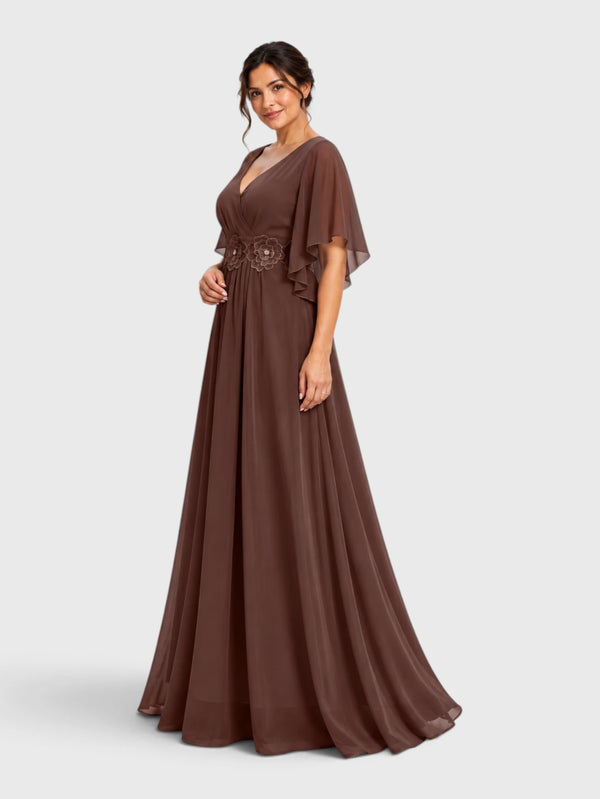 Vestido de Festa Longo com Apliques Bordado Sansara