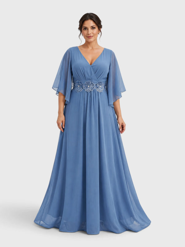 Vestido de Festa Longo com Apliques Bordado Sansara