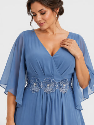 Vestido de Festa Longo com Apliques Bordado Sansara