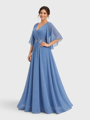 Vestido de Festa Longo com Apliques Bordado Sansara