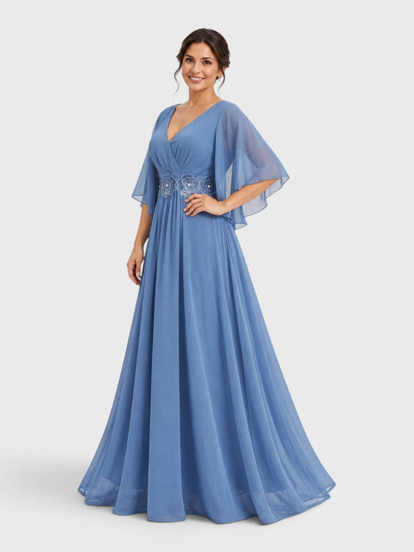 Vestido de Festa Longo com Apliques Bordado Sansara