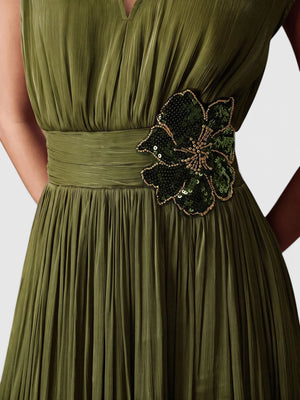 Vestido de Festa Longo com Bordado Flor Paetê Talismã
