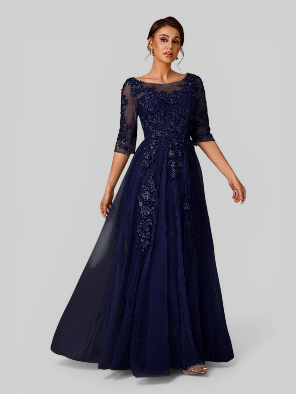 Vestido de Festa Mãe da Noiva Tule Bordado
