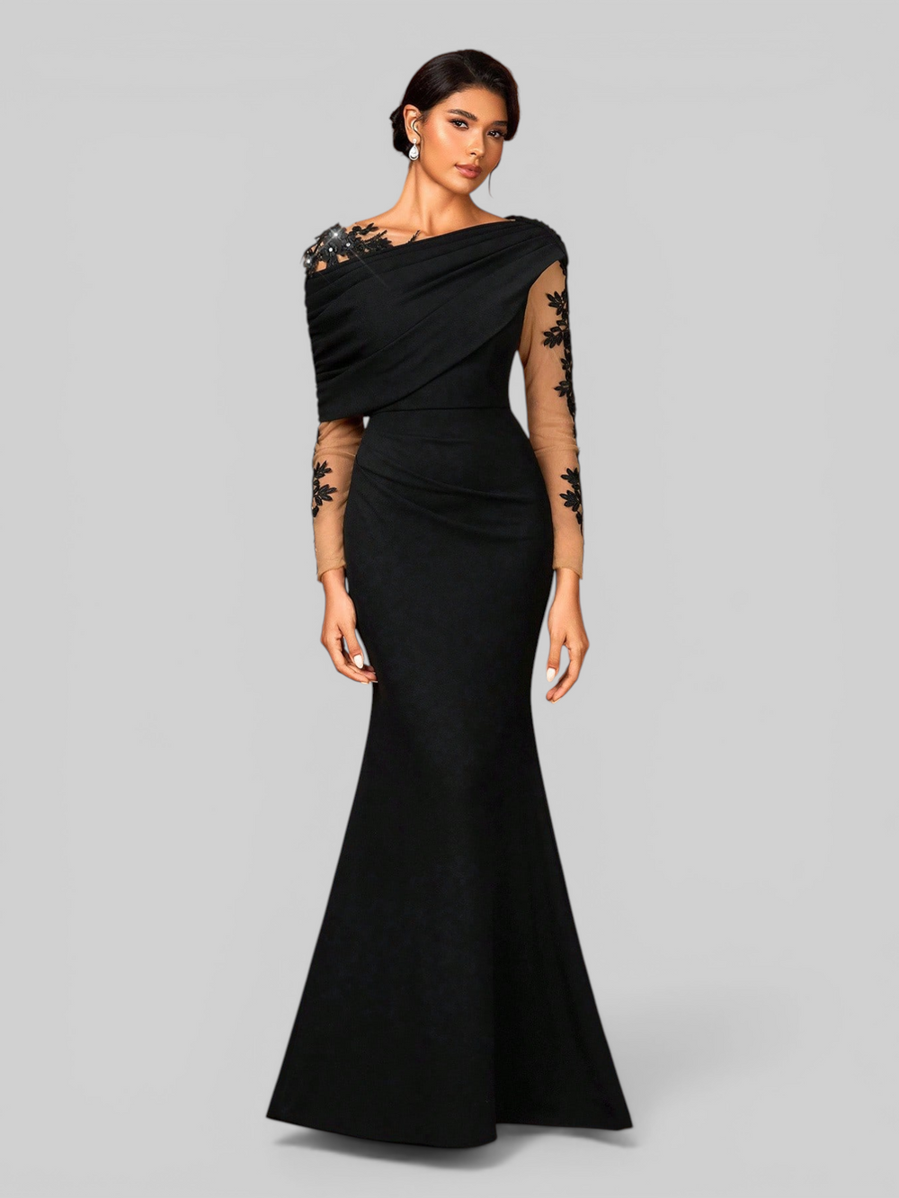 Vestido de Festa Manga Longa Super Luxo Luiza New