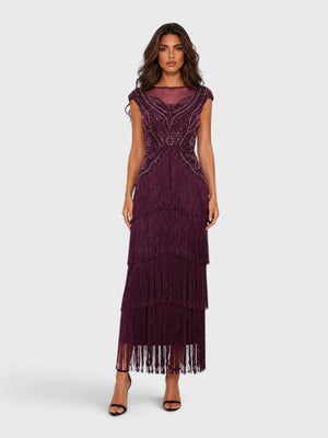 Vestido de Festa Premium Bordado com Franjas Mercedez