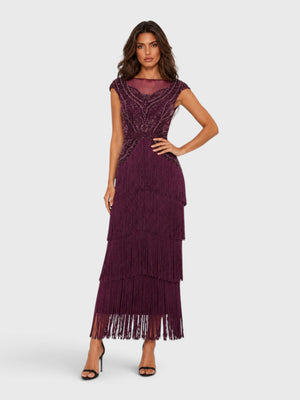 Vestido de Festa Premium Bordado com Franjas Mercedez