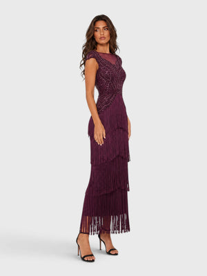 Vestido de Festa Premium Bordado com Franjas Mercedez