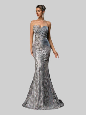 Vestido de Festa Sereia Premium Paetê Aurea Celine