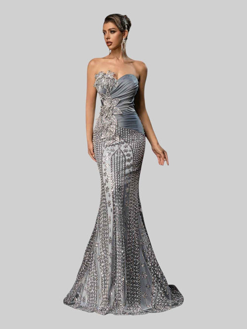 Vestido de Festa Sereia Premium Paetê Aurea Celine