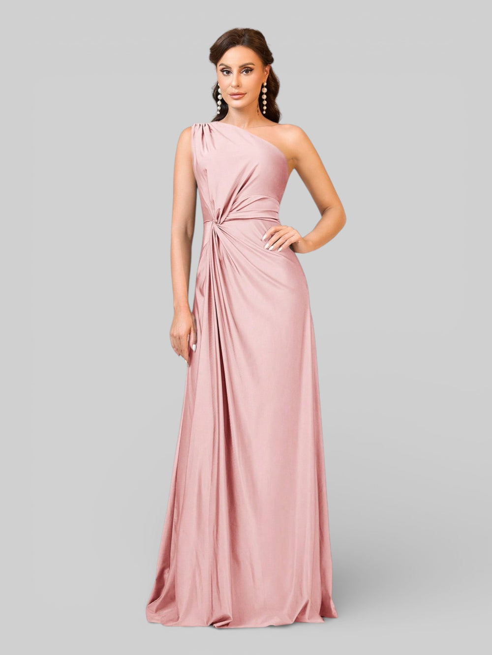 Vestido de Festa Acetinado Alça Única Torcido