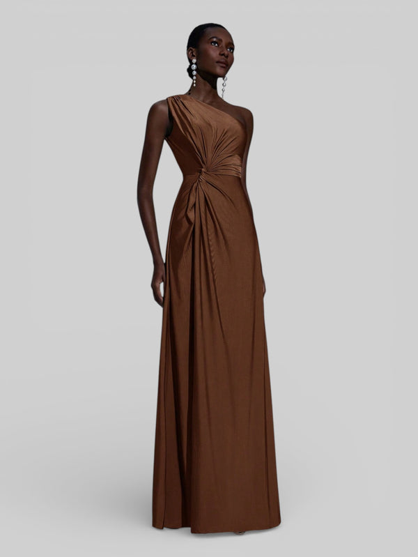 Vestido de Festa Acetinado Alça Única Torcido - Aurea Dress