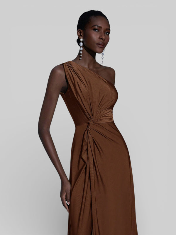 Vestido de Festa Acetinado Alça Única Torcido - Aurea Dress