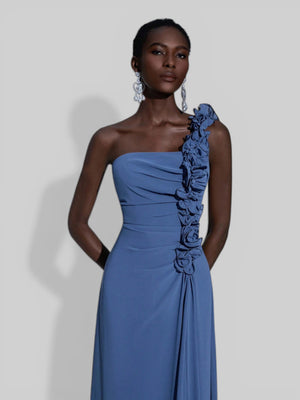 Vestido de Festa Alça Única Flores - Aurea Dress