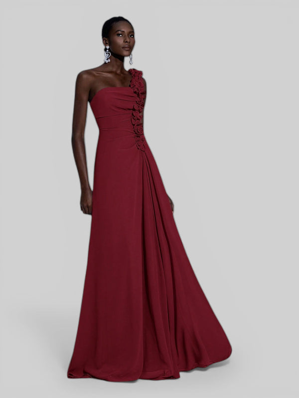 Vestido de Festa Alça Única Flores - Aurea Dress