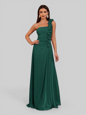 Vestido de Festa Alça Única Flores - Aurea Dress