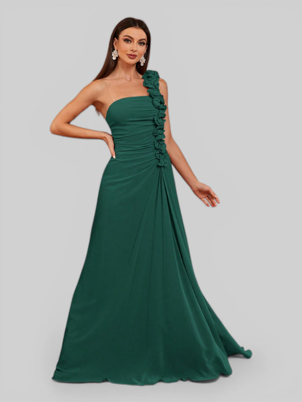 Vestido de Festa Alça Única Flores - Aurea Dress