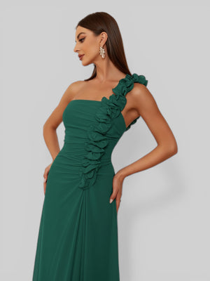 Vestido de Festa Alça Única Flores - Aurea Dress