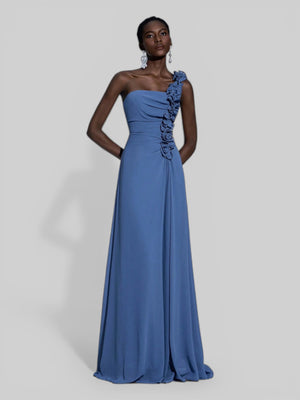 Vestido de Festa Alça Única Flores - Aurea Dress