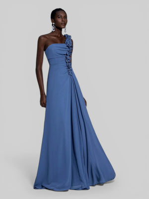 Vestido de Festa Alça Única Flores - Aurea Dress