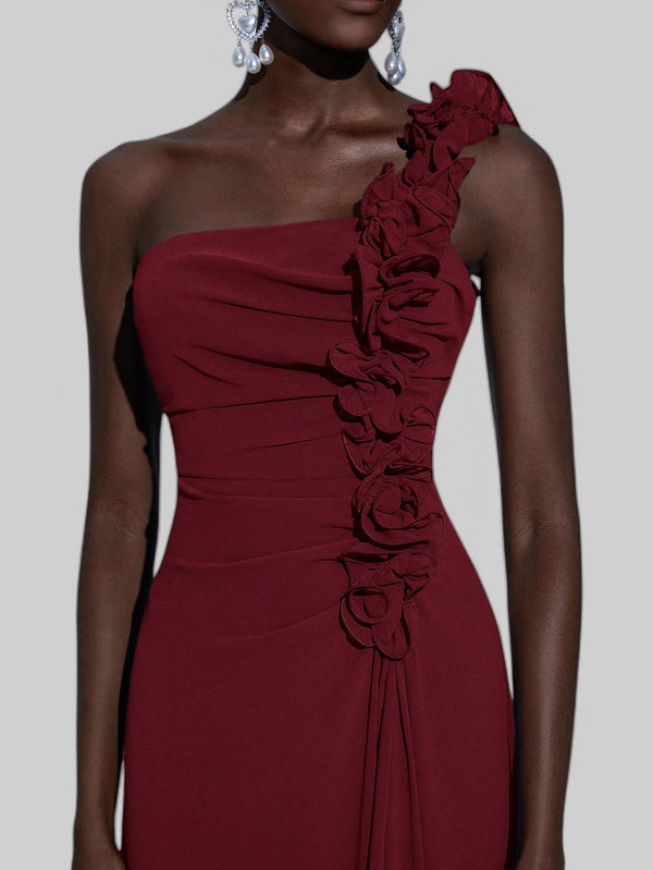 Vestido de Festa Alça Única Flores - Aurea Dress