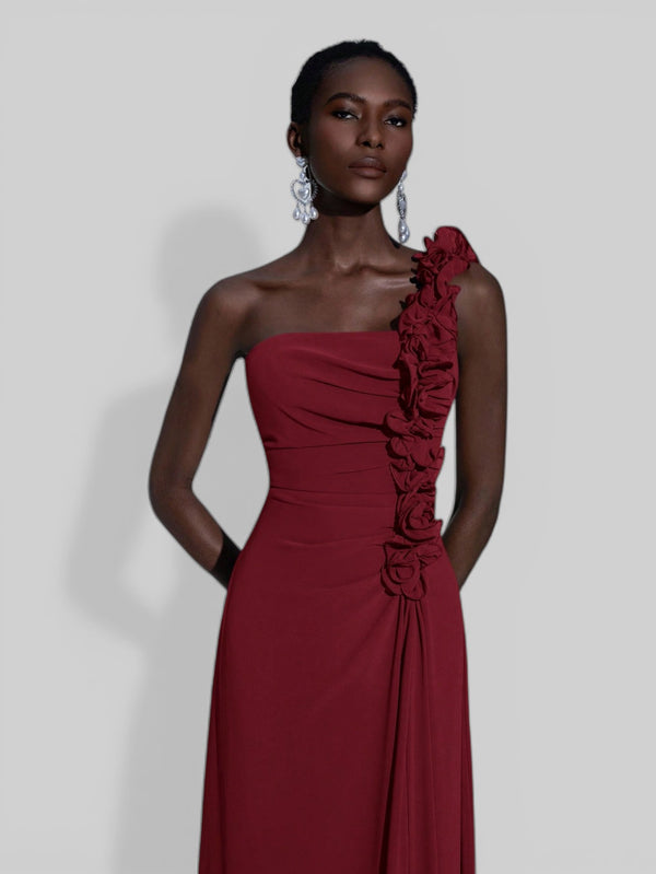 Vestido de Festa Alça Única Flores - Aurea Dress