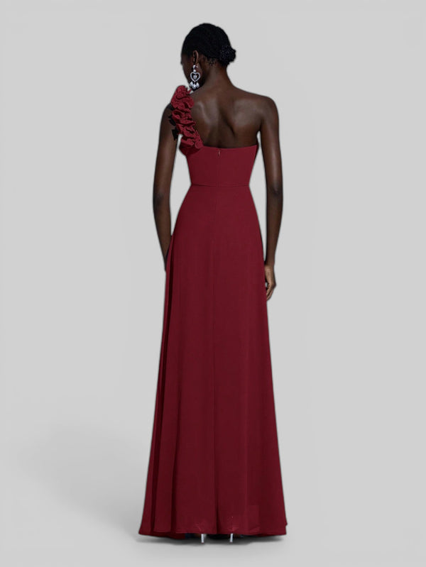 Vestido de Festa Alça Única Flores - Aurea Dress