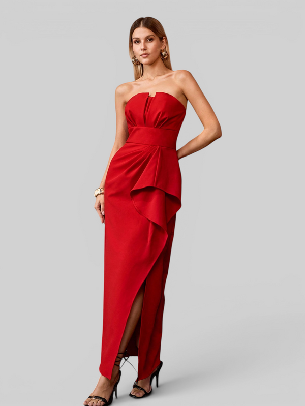 Vestido de Festa Casual com Fenda Clear