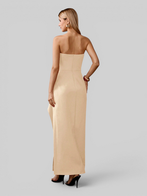 Vestido de Festa Casual com Fenda Clear