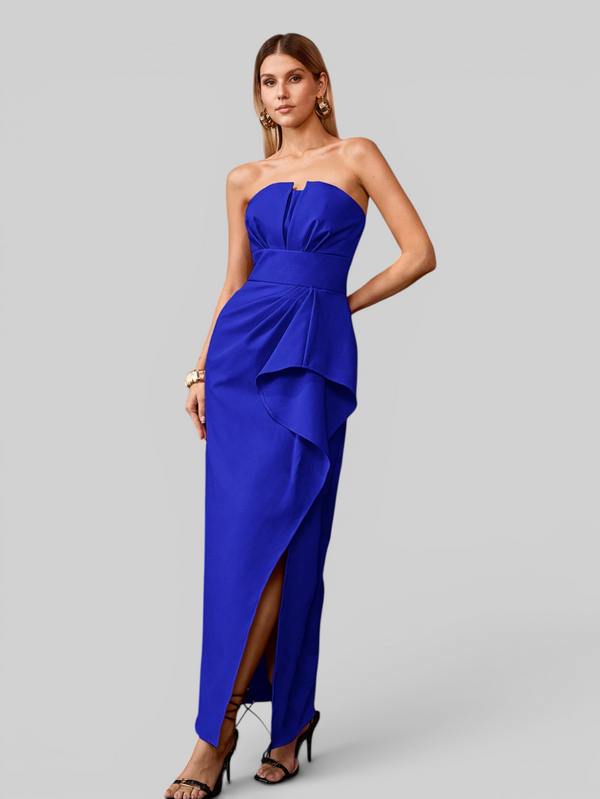 Vestido de Festa Casual com Fenda Clear