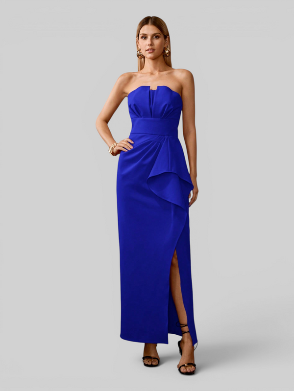 Vestido de Festa Casual com Fenda Clear