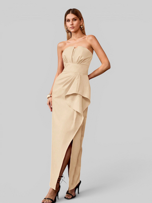 Vestido de Festa Casual com Fenda Clear