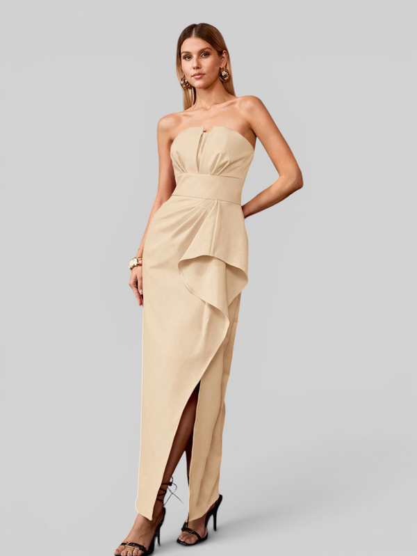 Vestido de Festa Casual com Fenda Clear