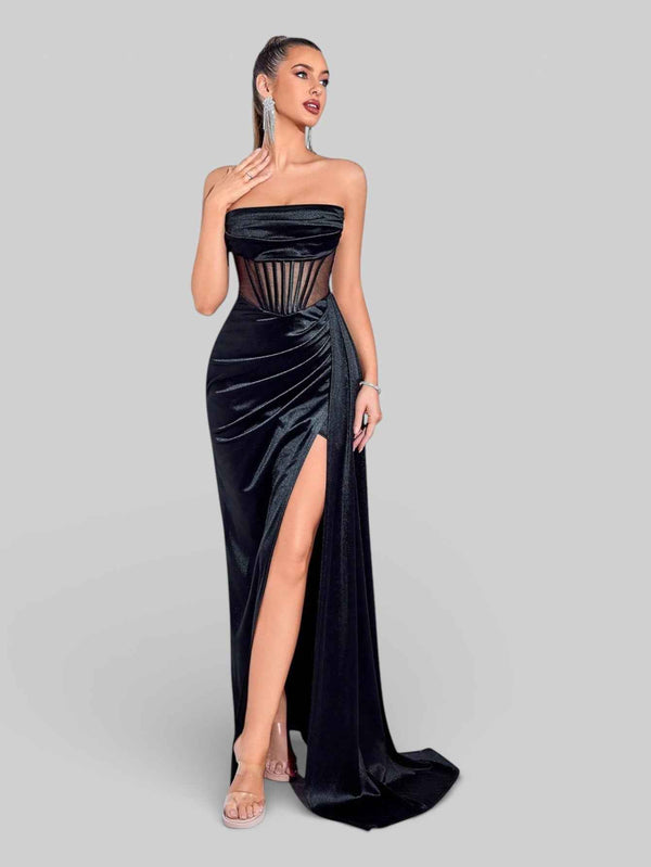 Vestido de Festa Corpete com Fenda Melina