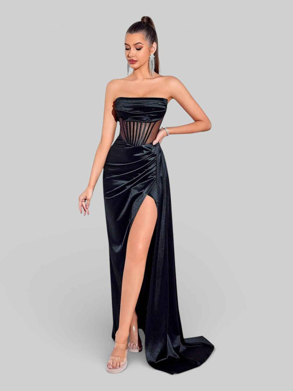 Vestido de Festa Corpete com Fenda Melina
