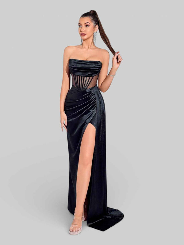 Vestido de Festa Corpete com Fenda Melina