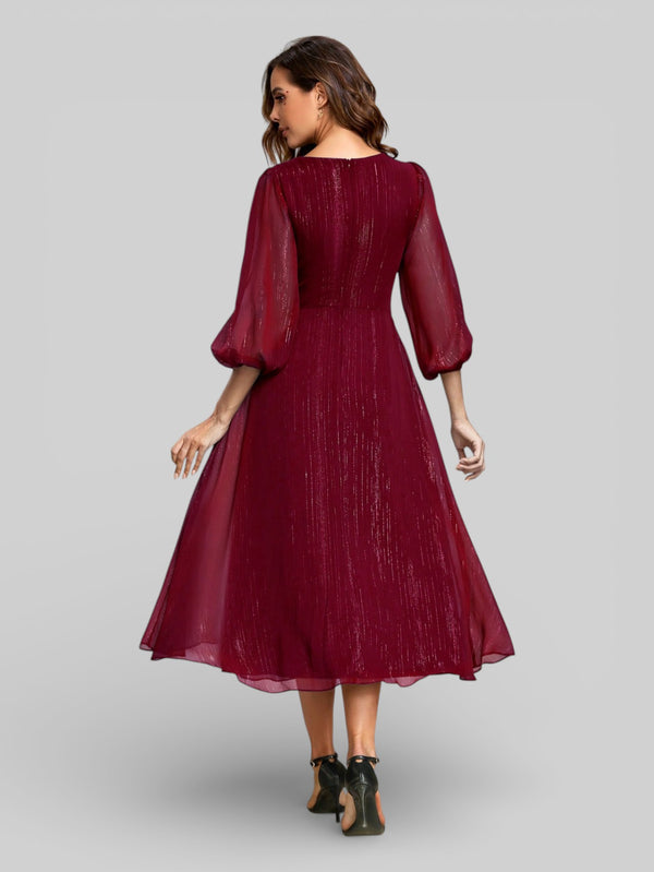 Vestido de Festa Curto Manga Longa Mônaco