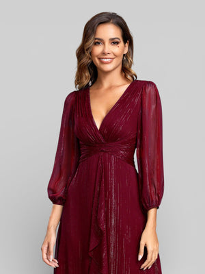 Vestido de Festa Curto Manga Longa Mônaco