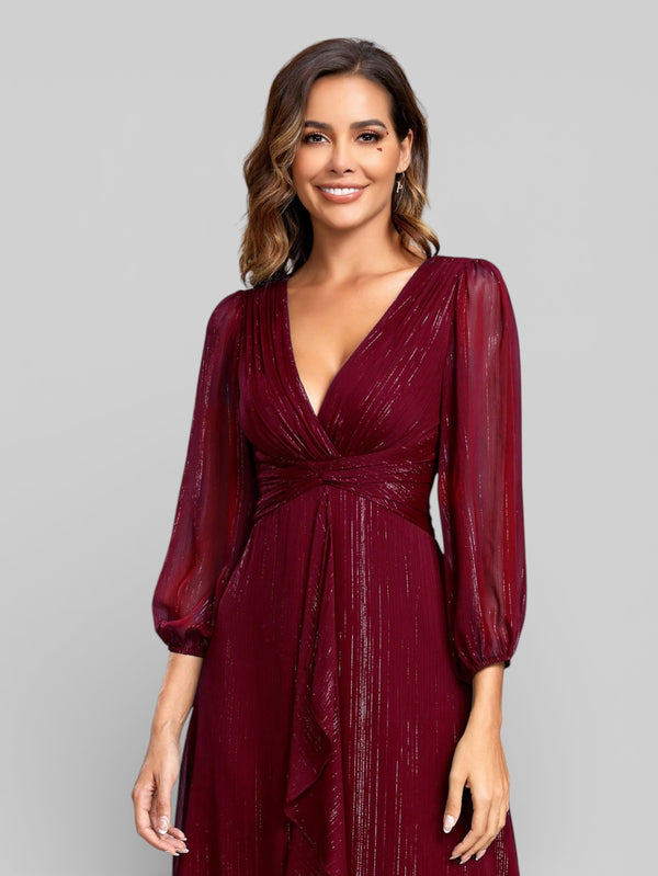 Vestido de Festa Curto Manga Longa Mônaco