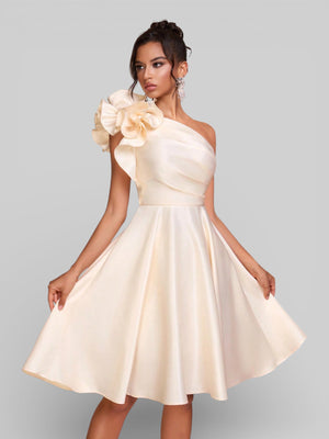 Vestido de Festa Curto Zibeline Alça Única Drape - Aurea Dress