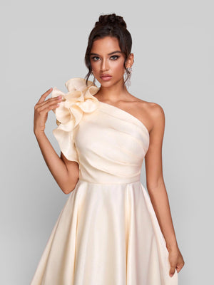 Vestido de Festa Curto Zibeline Alça Única Drape - Aurea Dress