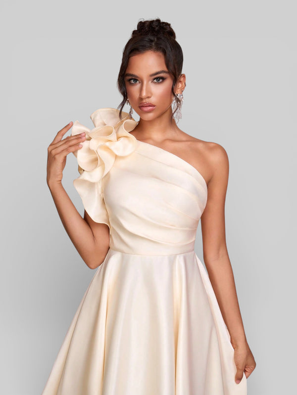 Vestido de Festa Curto Zibeline Alça Única Drape - Aurea Dress