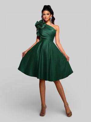 Vestido de Festa Curto Zibeline Alça Única Drape - Aurea Dress