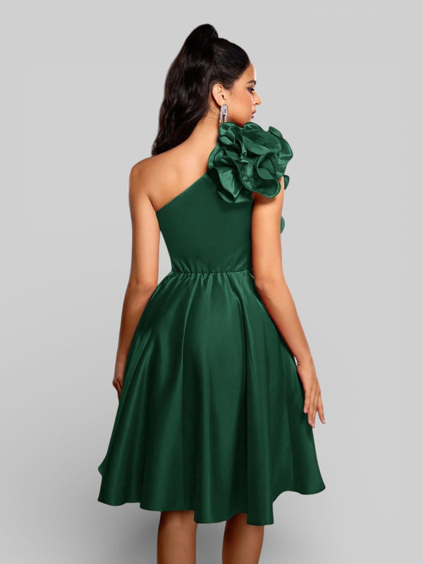 Vestido de Festa Curto Zibeline Alça Única Drape - Aurea Dress