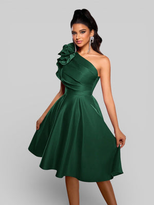 Vestido de Festa Curto Zibeline Alça Única Drape - Aurea Dress