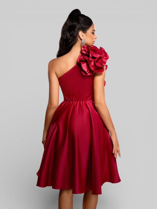 Vestido de Festa Curto Zibeline Alça Única Drape - Aurea Dress